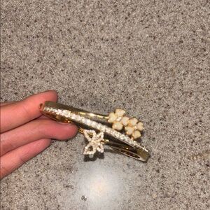 Anne Klein Gold and Cream Floral Bracelet